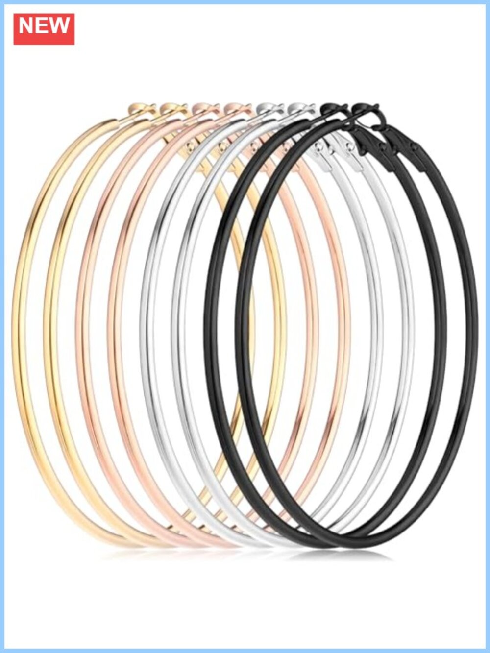 Stainless Steel Hoop Earrings Set Large 60mm Dangle Earrings for Women